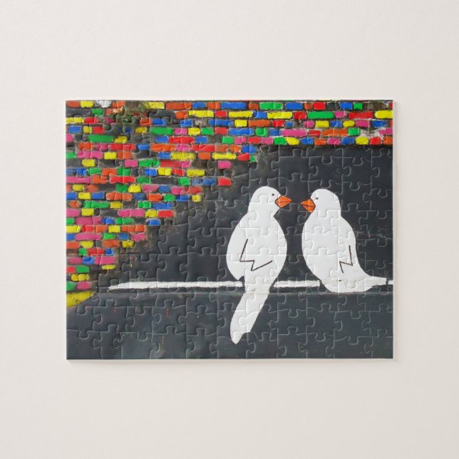 brick bird wall : graffiti wall jigsaw puzzle (Horizontal)