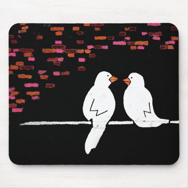 brick bird wall : graffiti wall mouse pad (Front)