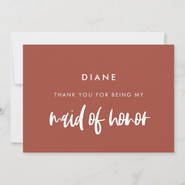 Brick Brûlé Maid d'honneur merci carte texte (Devant)