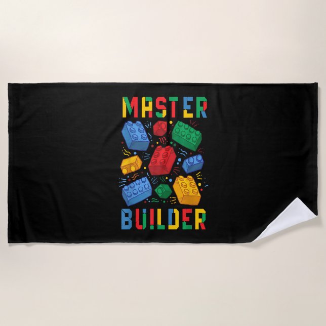 Brick Builder Funny Blocks Building Master Builder Beach Towel (Front)