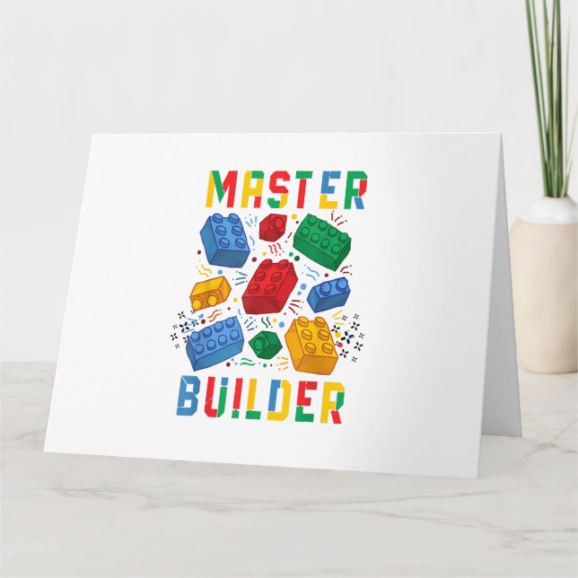 Brick Builder Funny Blocks Building Master Builder Card (Front)