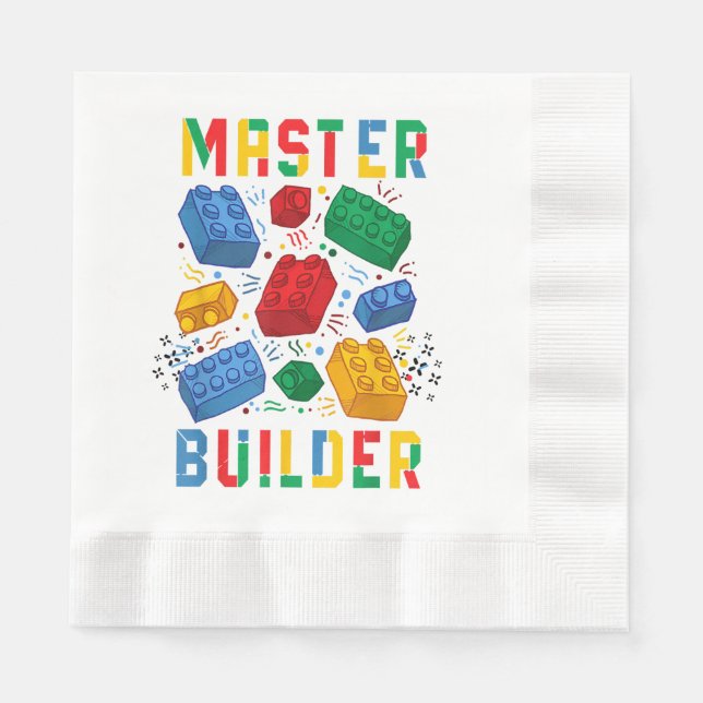 Brick Builder Funny Blocks Building Master Builder Napkin (Front)