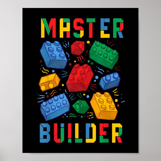 Brick Builder Funny Blocks Building Master Builder Poster (Front)