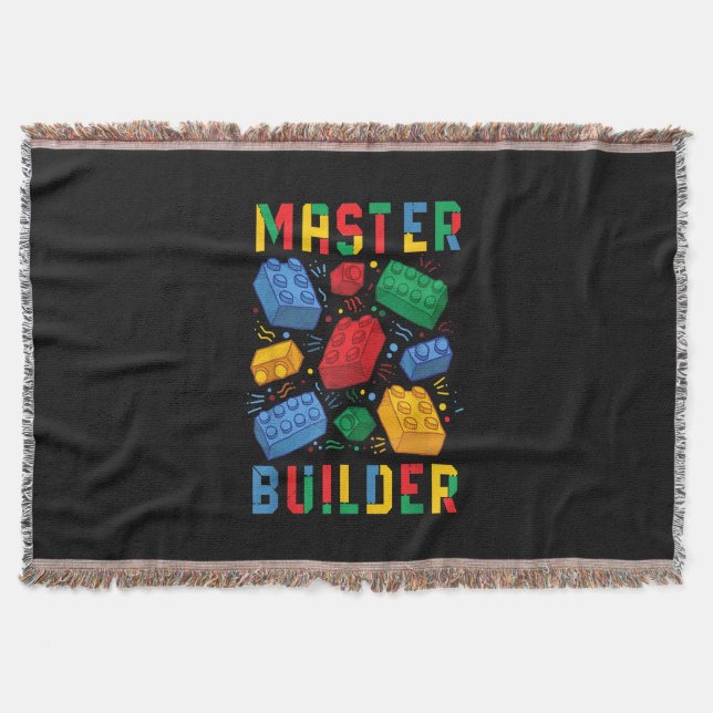 Brick Builder Funny Blocks Building Master Builder Throw Blanket (Front)