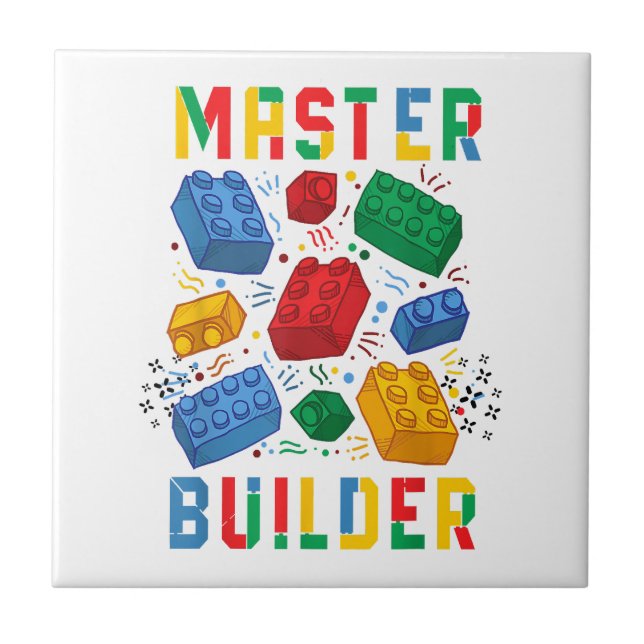 Brick Builder Funny Blocks Building Master Builder Tile (Front)