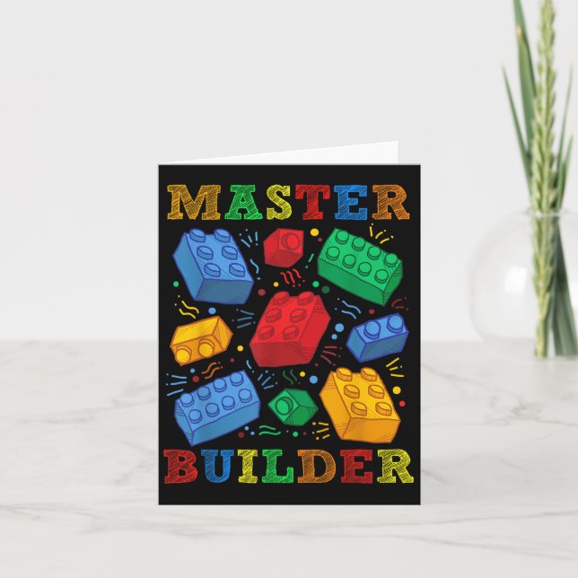 Brick Builder Funny Blocks Master Builder Gift For Card (Front)