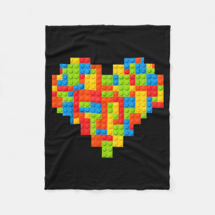 Brick Builder Heart Valentines Block Building Mast Fleece Blanket