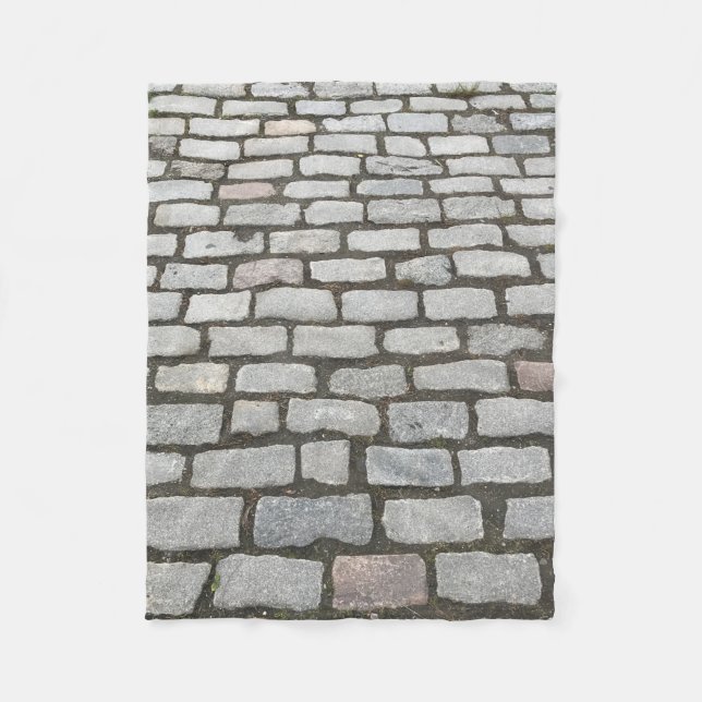 Brick Cobblestone Street Pathway Nature Photograph Fleece Blanket (Front)