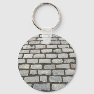 Brick Cobblestone Street Pathway Nature Photograph Keychain