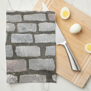 Brick Cobblestone Street Pathway Nature Photograph Kitchen Towel