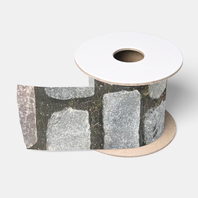 Brick Cobblestone Street Pathway Nature Photograph Satin Ribbon (Spool)