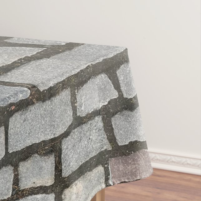 Brick Cobblestone Street Pathway Nature Photograph Tablecloth (In Situ)