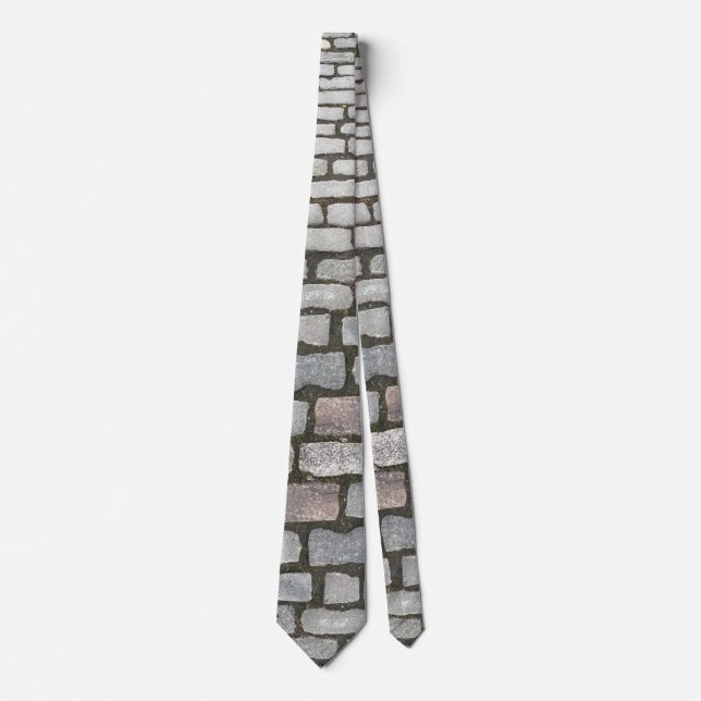 Brick Cobblestone Street Pathway Nature Photograph Tie (Front)