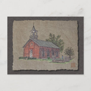 Brick Country Church Postcard