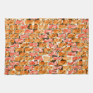 Brick design with bright tones separating them kitchen towel