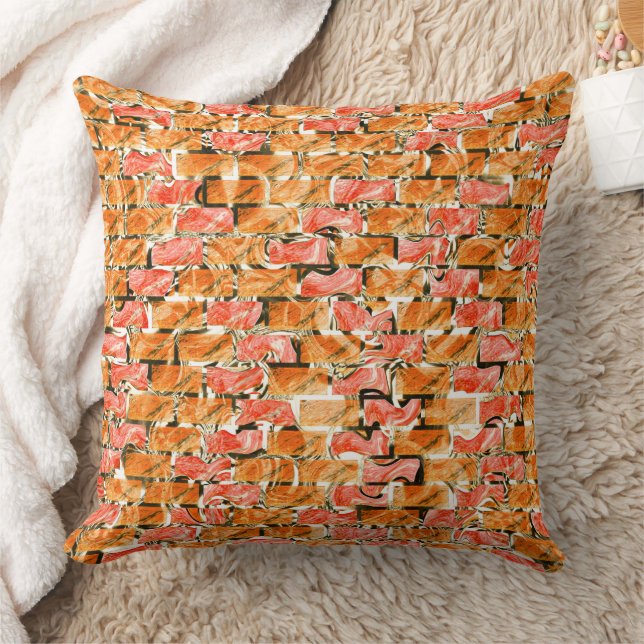 Brick design with bright tones separating them  throw pillow (Blanket)