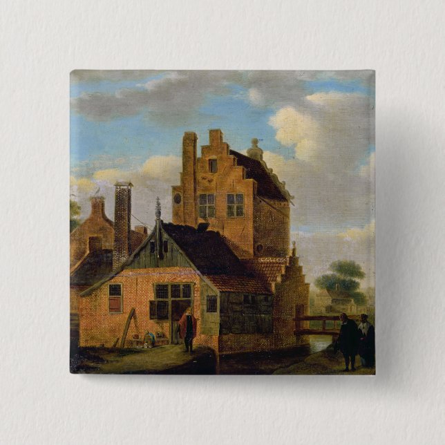 Brick Houses 2 Inch Square Button (Front)