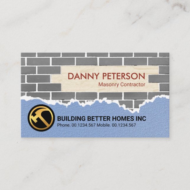 Brick Laying Masonry Works Construction Builder Business Card (Front)