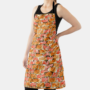 Brick-like drawing with bright shades apron