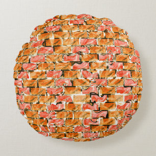 Brick-like drawing with bright shades round pillow