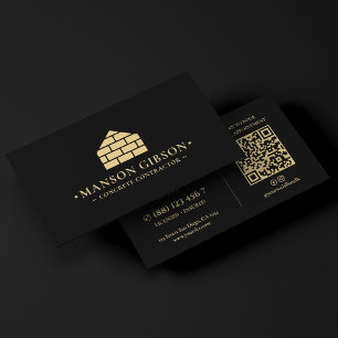Brick Mason Concrete Contractor Logo Black Modern Business Card