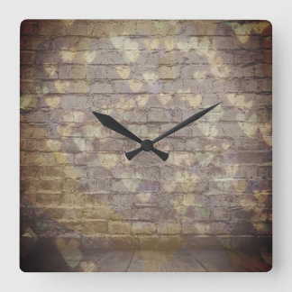 Brick of hearts square wall clock