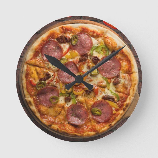 Brick Oven Supreme Pizza  Round Clock (Front)