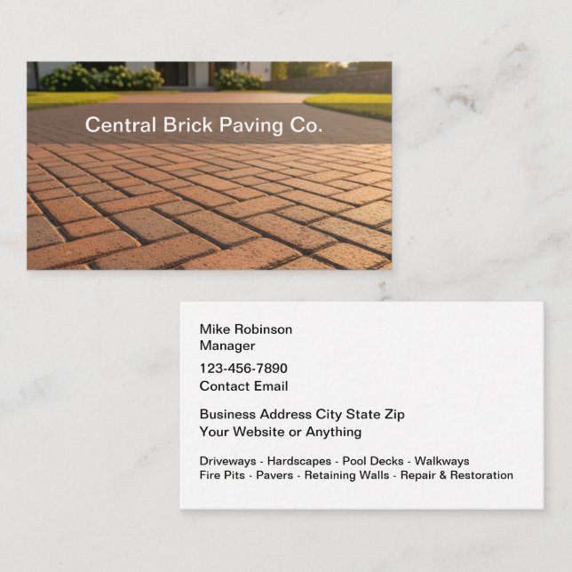 Brick Paving And Pavers Theme Business Cards (Front/Back)