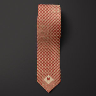 Brick Red and Sand Aztec-Inspired Pattern Tie