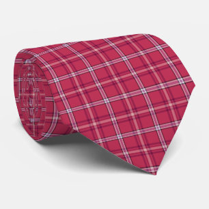 Brick Red and Soft Peach Plaid Neck Tie