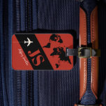 Brick-Red Elegant & Modern Airplane Travel Luggage Tag<br><div class="desc">Cool travel themed design, personalized with your own name and initials... with a black map of world and a plane. A luggage tag with a name is important for several practical reasons when traveling. Firstly, it serves as a quick and easy way to identify your luggage among the sea of...</div>