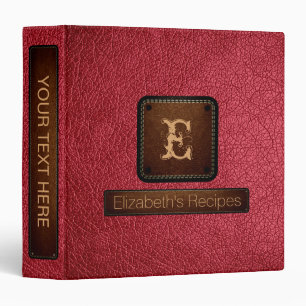 Brick Red Leather Elegant Monogram Binder