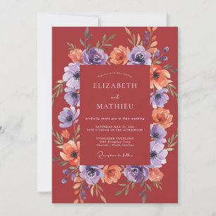 Brick Red Lush Autumnal Wedding Invitation