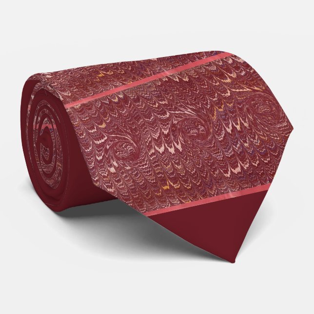 brick red marble print tie (Rolled)