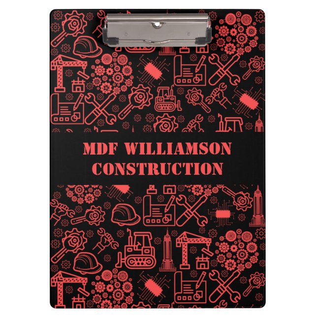 brick red modern Architectural Blueprint Engineer Clipboard (Front)