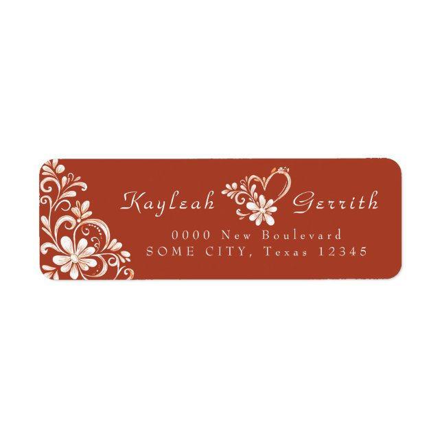Brick Red Shabby Chic Return Address Label (Front)