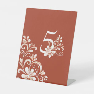 Brick Red Shabby Chic Wedding Table Sign