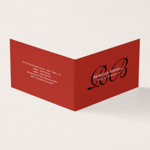 Brick Red Stylish Monogram Minimalist Plain Business Card