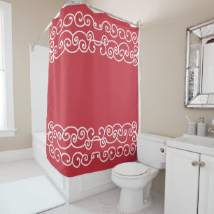Brick red with white scrolls