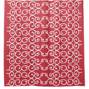 Brick red with white scrolls