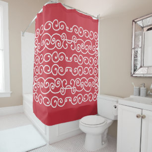 Brick red with white scrolls