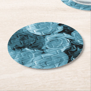 Brick Roses 01 Light Blue-Round Party Coasters