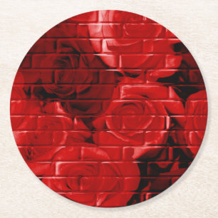 Brick Roses 02 Red-Round Party Coasters
