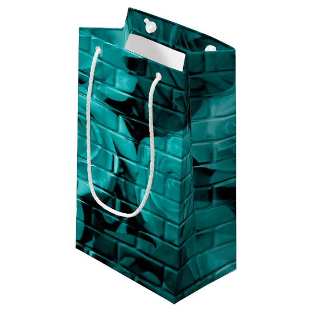 Brick Roses 03 Teal-Small Gift Bag (Front Angled)