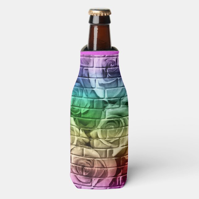 Brick Roses-16-Rainbow-Drink Bottle Cooler-Koozie Cooler (Bottle Front)