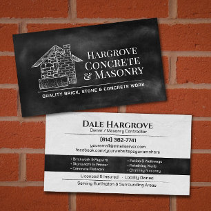 Brick Stone Concrete Masonry Contractor Business Card