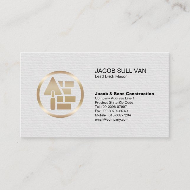 Brick Stone Mason Masonry Construction Business Card (Front)