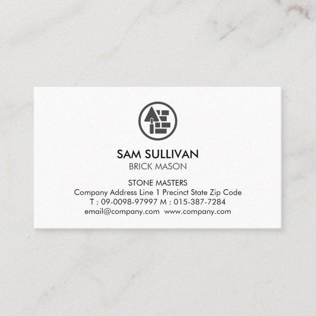 Brick Stone Mason Masonry Construction Business Card (Front)