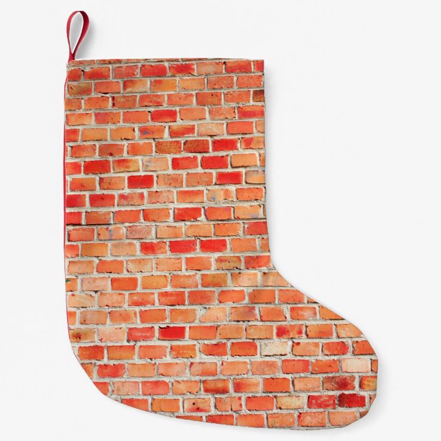 Brick wall background or texturebrick, design, int small christmas stocking (Front)