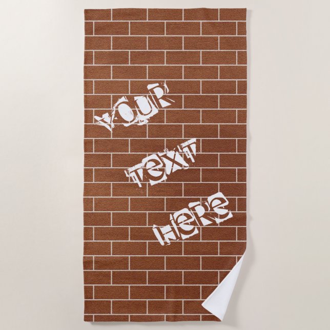 Brick Wall Beach Towel with Custom Text (Front)